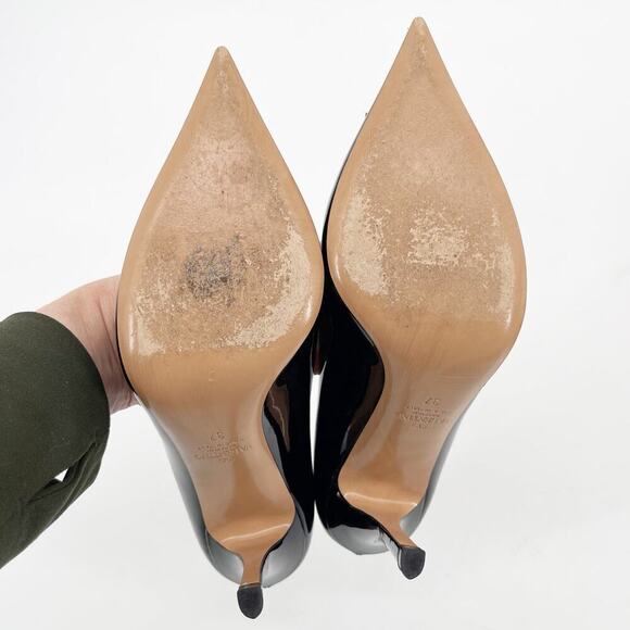 Valentino Garavani Black Patent Leather One Stud Pointed Toe Pump Heel EU 37 - Picture 12 of 14